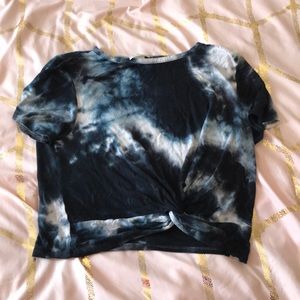 Blue and White Tie-Dye Crop Top